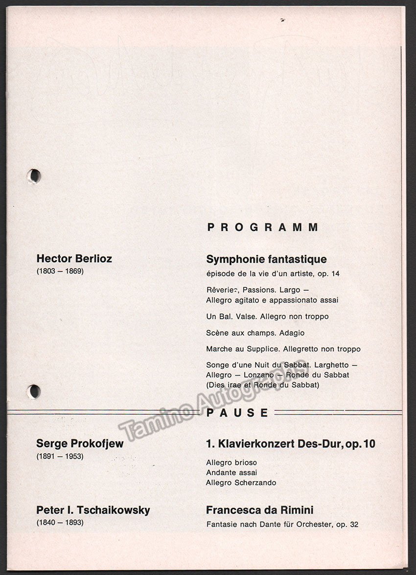 Rozhdestvensky, Gennady - Signed Program Kassel 1971 - Tamino