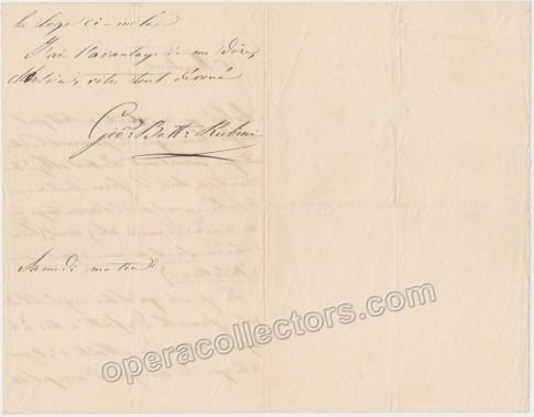 Rubini, Giovanni Battista - Autograph Letter Signed - Tamino