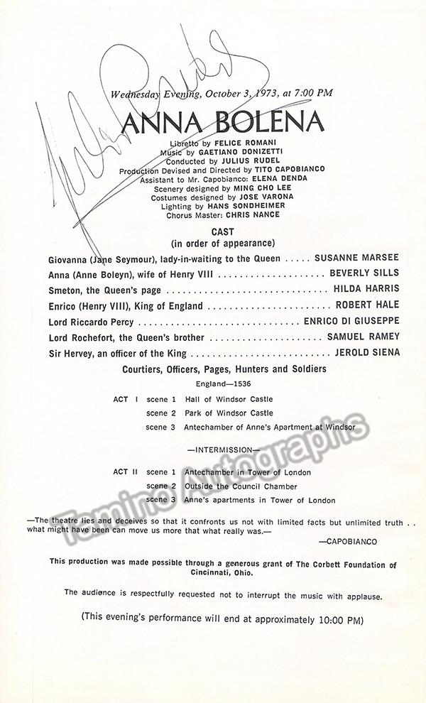 Julius Rudel Rudel, Julius - Signed Program New York City Opera 1973