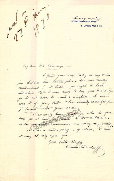 Rudersdorf, Hermine - Autograph Letter Signed 1870