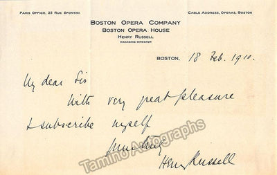 Russell, Henry - Autograph Note Signed 1910