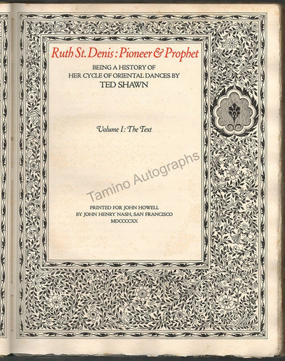 Saint Denis, Ruth - Shawn, Ted - Signed Books "Ruth St. Denis: Pioneer and Profet" 1920