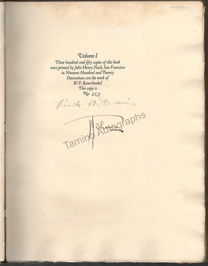 Saint Denis, Ruth - Shawn, Ted - Signed Books "Ruth St. Denis: Pioneer and Profet" 1920 - Tamino
