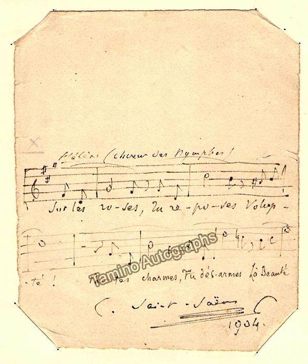 Saint-Saens, Camille - Autograph Music Quote Signed 1904 - Tamino