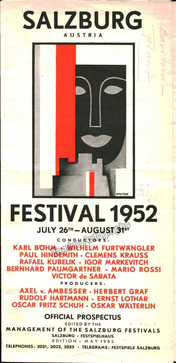 Salzburg Festival Official Prospectus 1947-1949-1952 - Tamino