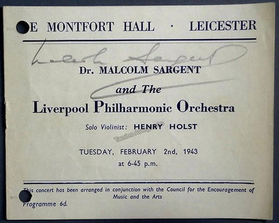 Sargent, Malcolm - Concert Program 1943