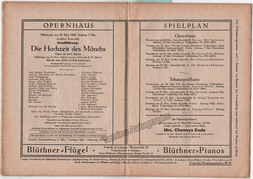 Schattmann, Alfred - Die Hochzeit des Monchs World Premiere Program 1926