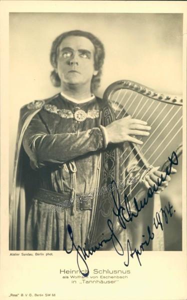 Schlusnus, Heinrich - Signed photo in Tannhauser