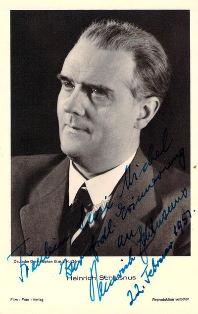 SCHLUSNUS, Heinrich (Various Autographs)