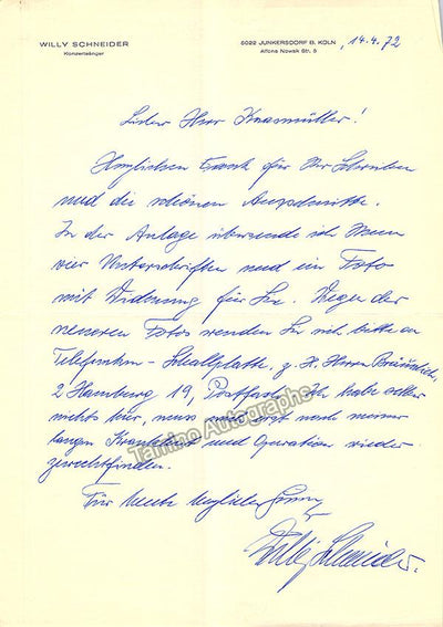 Schneider, Willy - Lot of Signed Letters