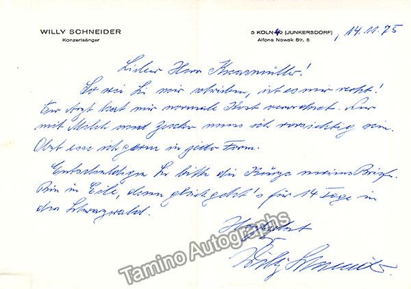 Schneider, Willy - Lot of Signed Letters - Tamino