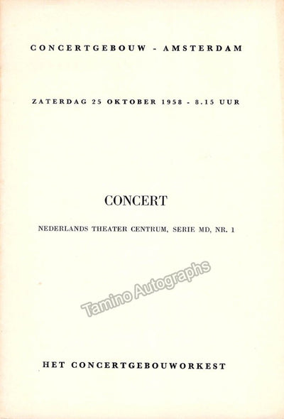 Schneiderhan, Wolfgang - Beinum, Eduard van - Concert Program Amsterdam 1958