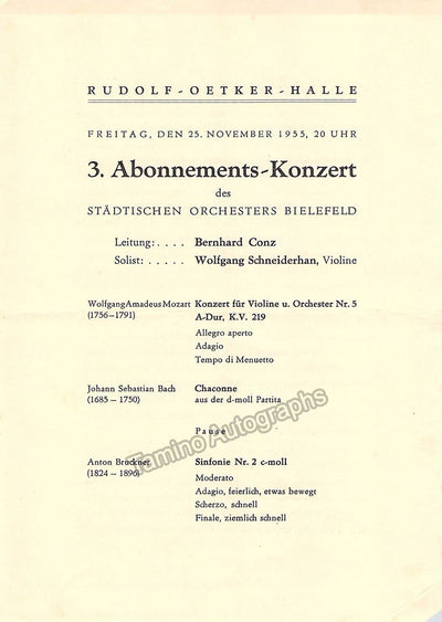 Schneiderhan, Wolfgang - Concert Program 1955