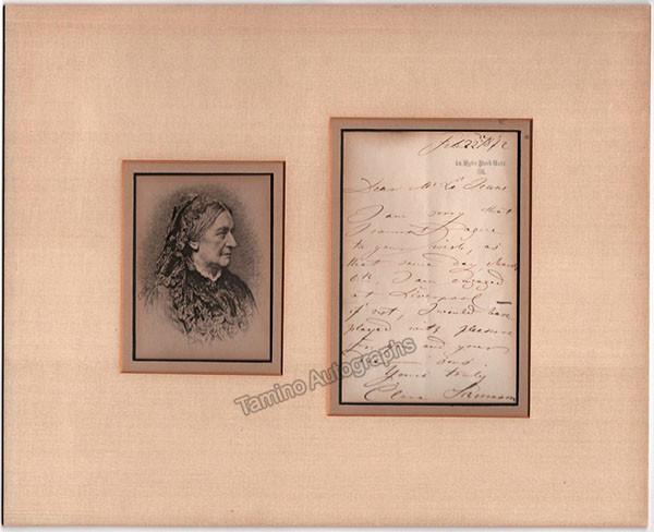 Schuman, Clara - Autograph Note Signed + Vintage Print 1872