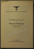 Schumann, Georg - Memorial Concert for Max Von Schillings 1938