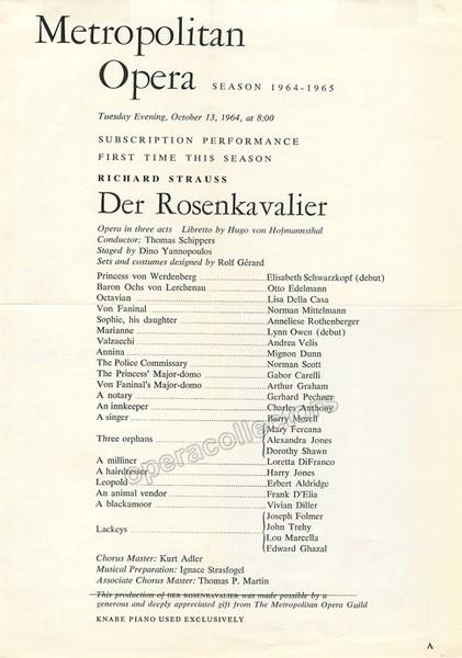 Schwarzkopf, Elisabeth - Della Casa, Lisa - Double Signed Photo in Der Rosenkavalier + Program - Tamino