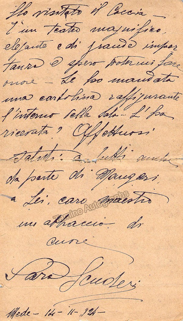 Scuderi, Sara - Autograph Letter Signed - Tamino