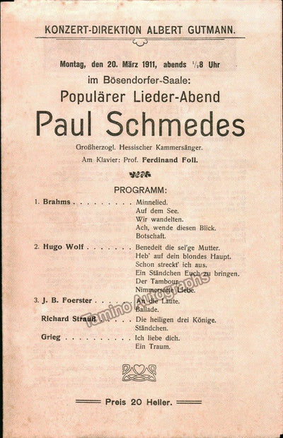 Singing Recital Programs Vienna 1894-1914 - Lot of 6