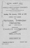 Solomon - Hambourg, Charles - Signed Program Royal Albert Hall, London 1944