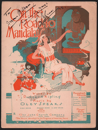 Speaks, Oley - Signed Score On the Road to Mandalay