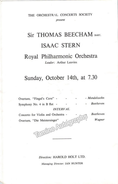 Stern, Isaac - Concert Program 1956 Thomas Beecham