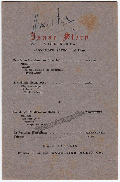 Stern, Isaac - Signed Program Havana 1946