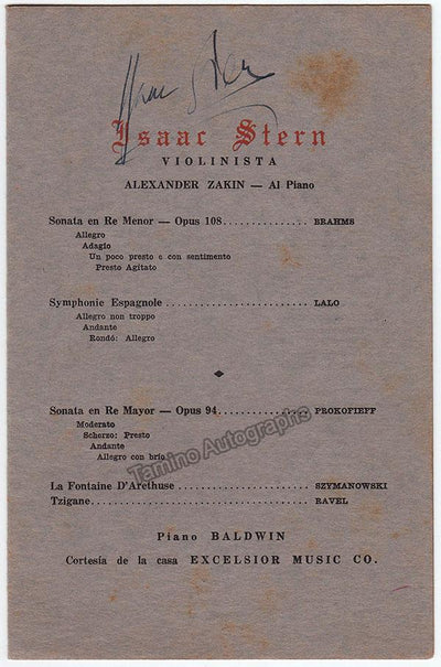 Stern, Isaac - Signed Program Havana 1946