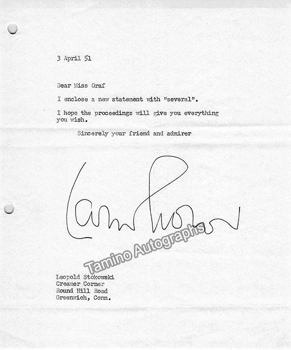 Stokowski, Leopold - Set of 3 Typed Letters Signed 1951 - Tamino