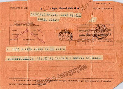 Storchio, Rosina - Telegram to Bidu Sayao 1929