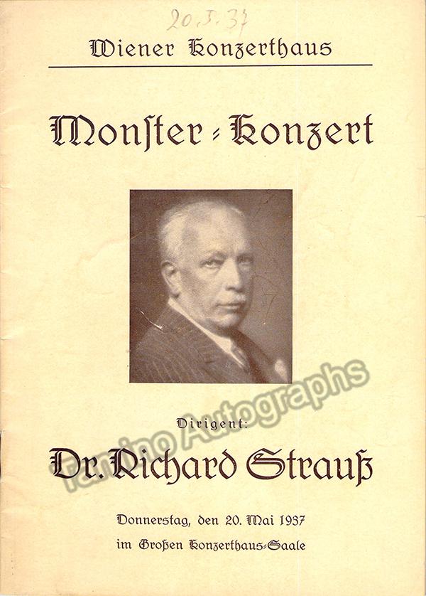 Strauss, Richard - Concert Program Vienna 1937