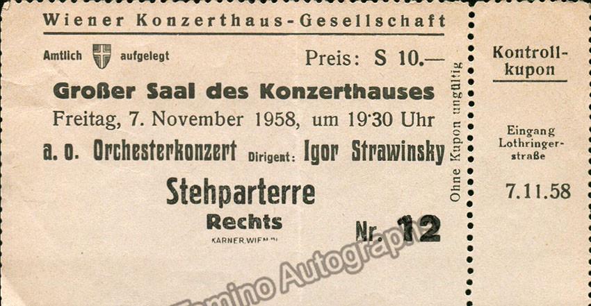 Stravinsky, Igor - Concert Program Vienna 1958 - Tamino