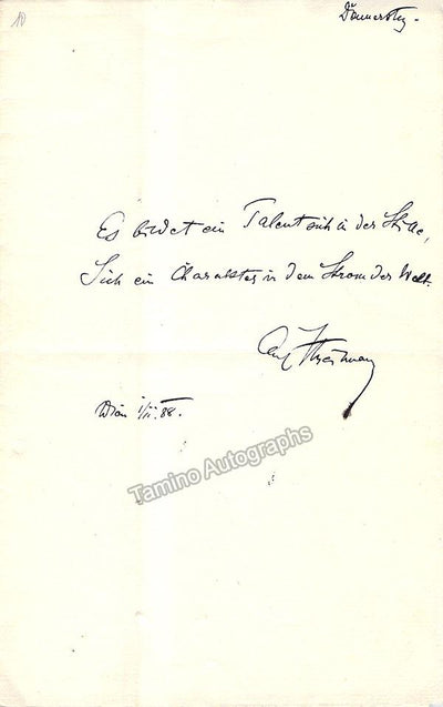 Streitmann, Karl - Autograph Note Signed 1888