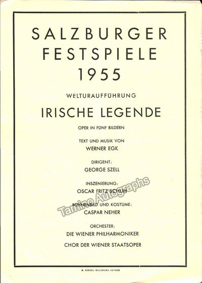 Szell, Georg - Salzburg Festival Program 1955