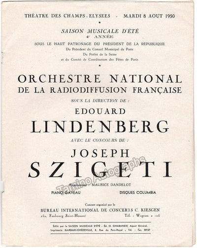 Szigeti, Joseph - Paris Concert 1950