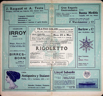 Teatro Colon, Buenos Aires, Argentina - Programs 1908-1918 - Important Singers (Various Programs)