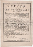 Teatro Comunale di Ferrara - Announcement Playbill and Contract 1826