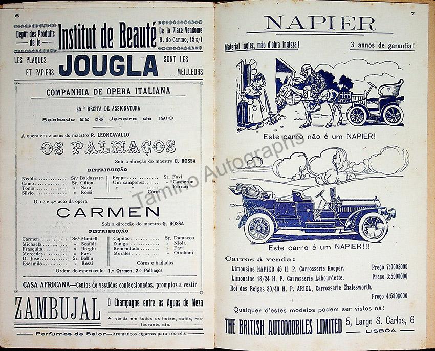 Teatro San Carlos - Lisbon - Lot of 18 Opera Programs 1908-1910 - Tamino