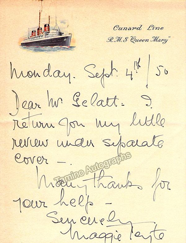 Teyte, Maggie - Lot of 3 Autograph Notes Signed +1 Typed Book Review a ...