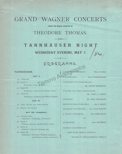 Thomas, Theodore - Program and Clip Lot 1883-1885
