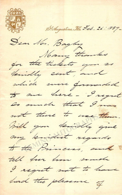 Thursby, Emma - Autograph Letter Signed 1889