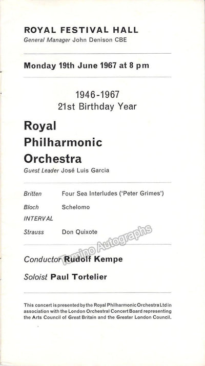 Tortelier, Paul - Kempe, Rudolf - Program Royal Festival Hall 1967