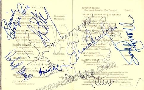 TUCKER GALA - Program Signed by 11 Singers 1975 - Tamino