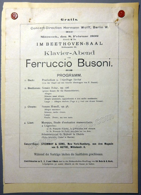 unknown busoni ferruccio playbill concert 1899 1