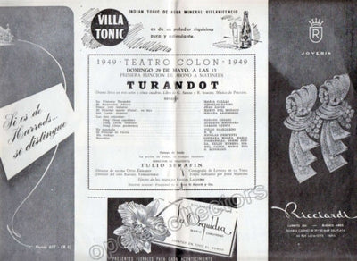 Callas at Teatro Colon Program, 1949 - Turandot