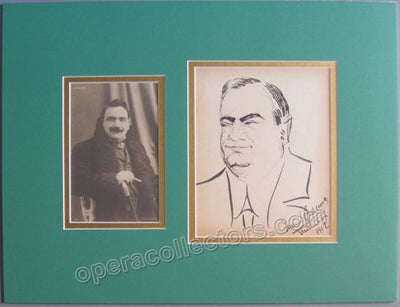 Caruso, Enrico - Signed Caricature of himself with Photo