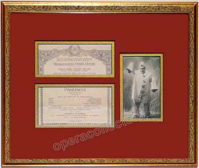 Caruso, Enrico - Signed Photo in Pagliacci + Program - Framed