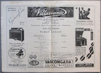 Casals, Pablo - Concert program - Teatro Colón 1937