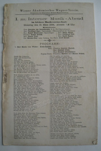 Concert Playbills Vienna 1894-1914 - Lot of 5