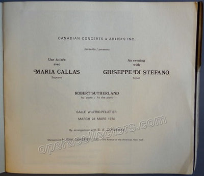 Concert Program with Di Stefano - Montreal, March 1974