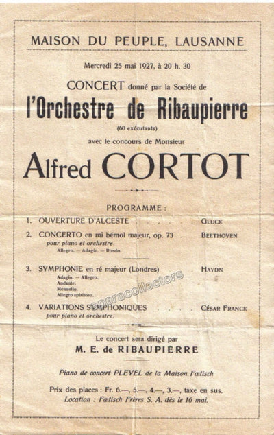 Cortot, Alfred - Concert Program 1927